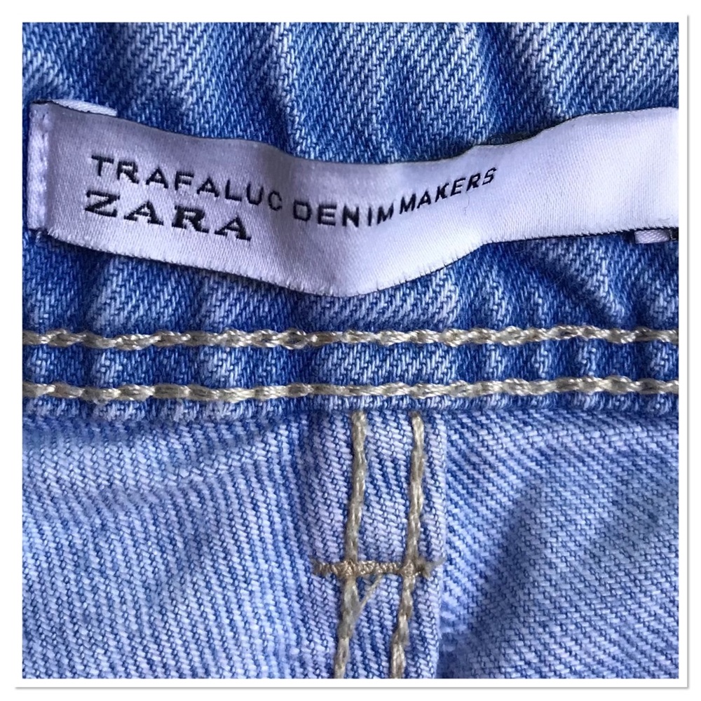 Zara Trafaluc Jean Shorts Light Blue Distressed Button Fly High Waisted Size 2 - Picture 9 of 10